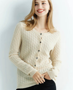 Cashmere cardigan cable knit sweater