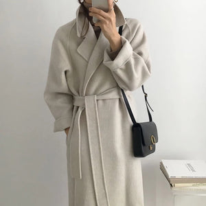 Wool Heather Gray Belted Coat