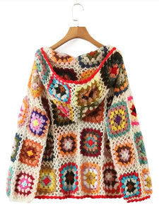 Rainbow Hope Crochet Hoodie Cardigan