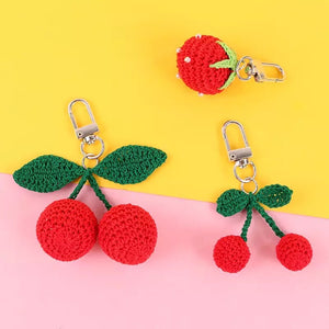 Cherry Crochet Keychain