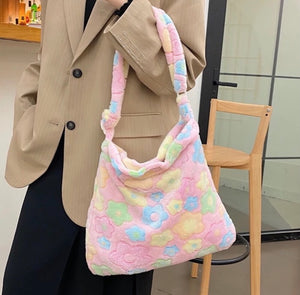 Flower Fur Crossbody Plush Bag