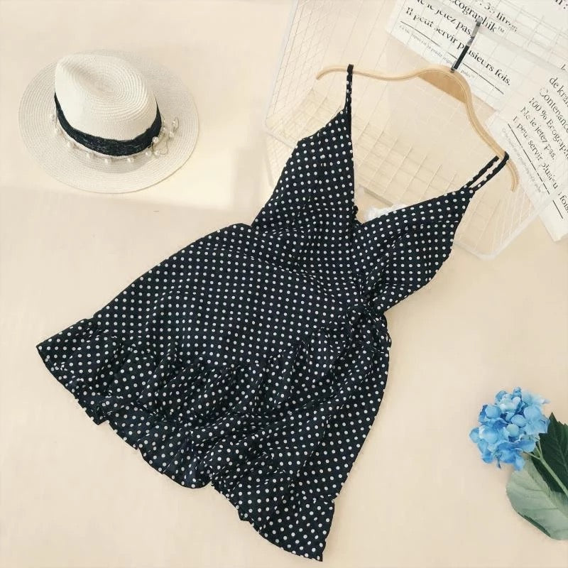 Polka Dot Black Wave Dress