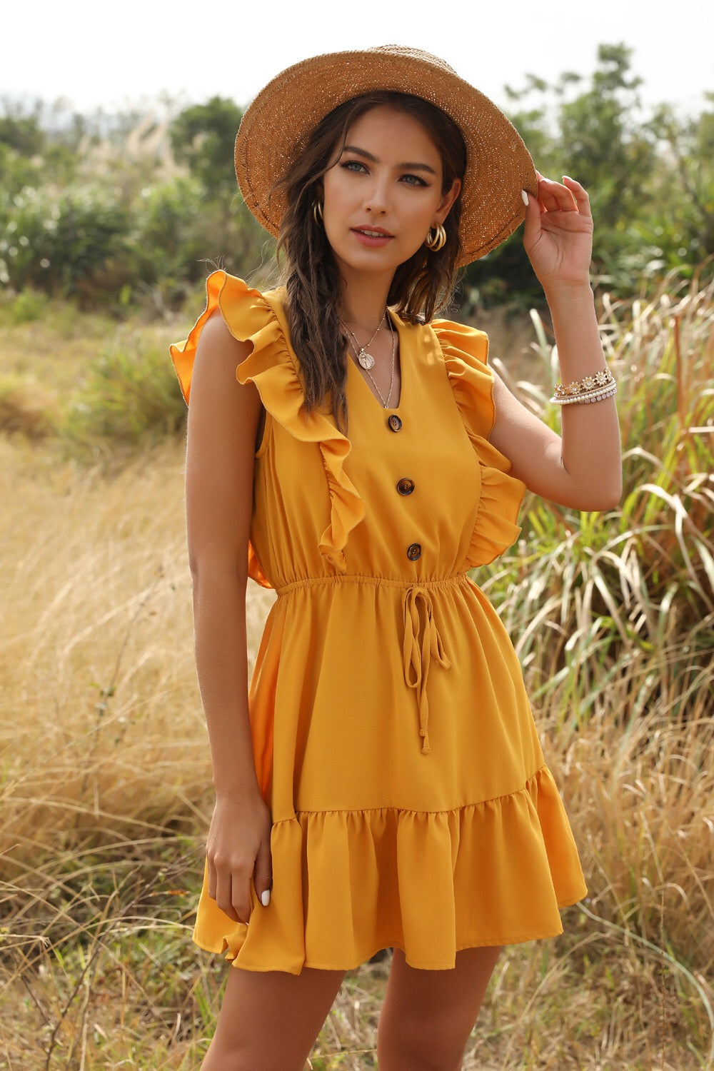 Sunflower Ruffle Dress