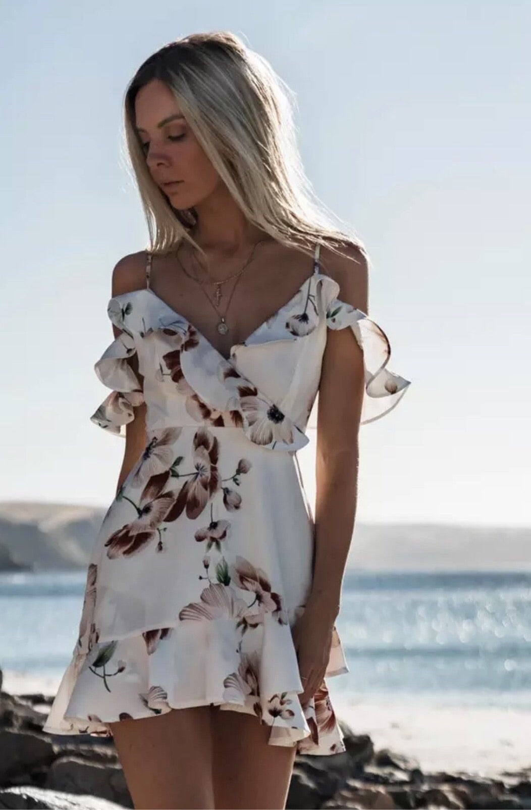 Ruffle flower Waterfall Dress