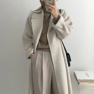 Wool Heather Gray Belted Coat