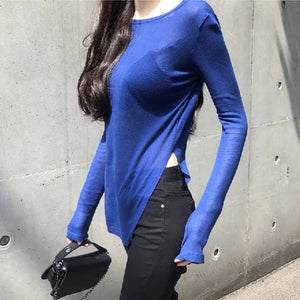 Slit Tshirt Long Sleeve Top