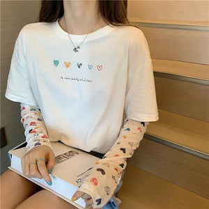 Double Heart Long T-shirt