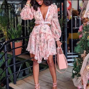 Floral Strappy Back Cutout Dress