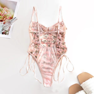 Floral Embroidery Lace Teddy