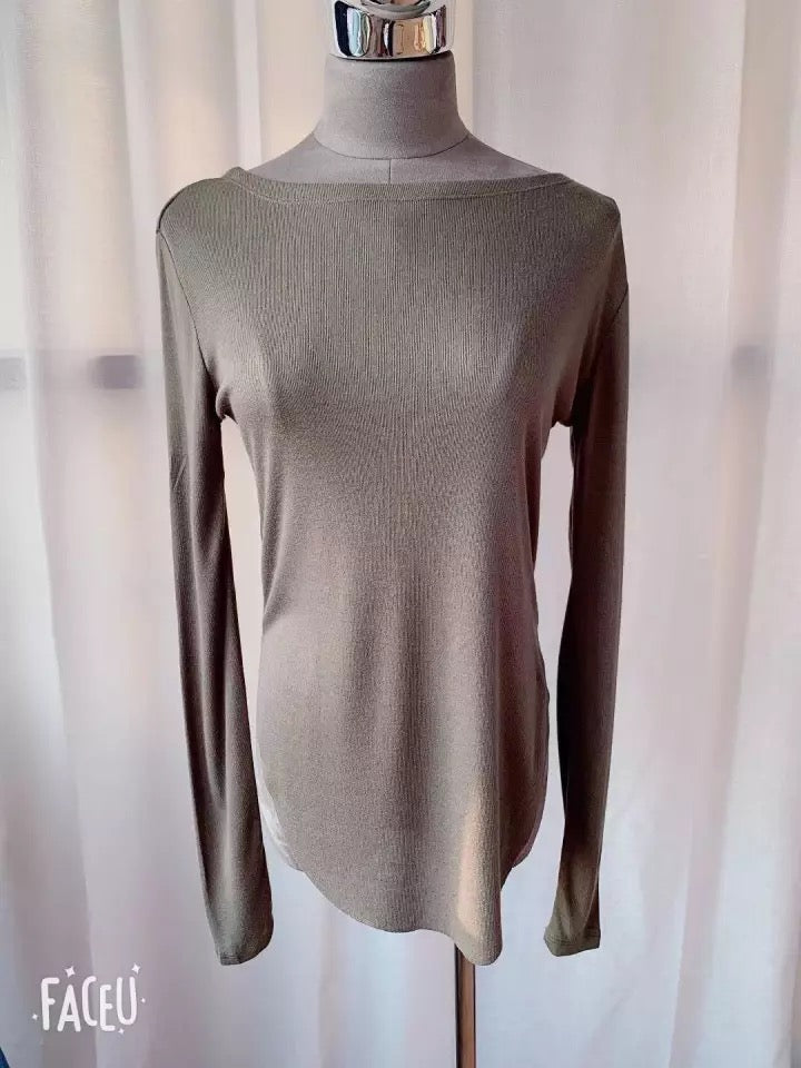 Slit Tshirt Long Sleeve Top