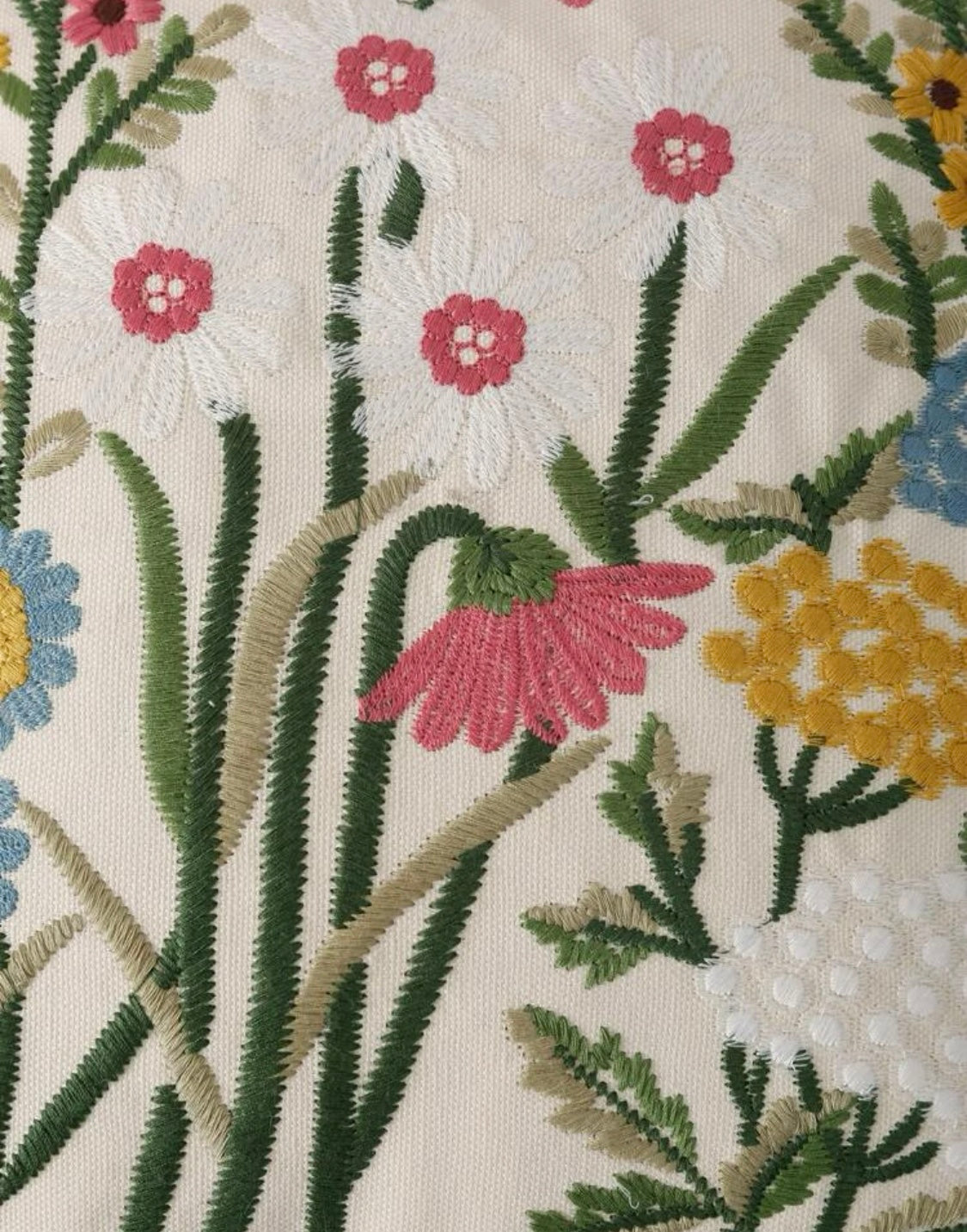 Floral Embroidery Cushion Pillow Cover