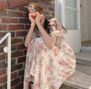 Rose Pink Floral Spring Dress