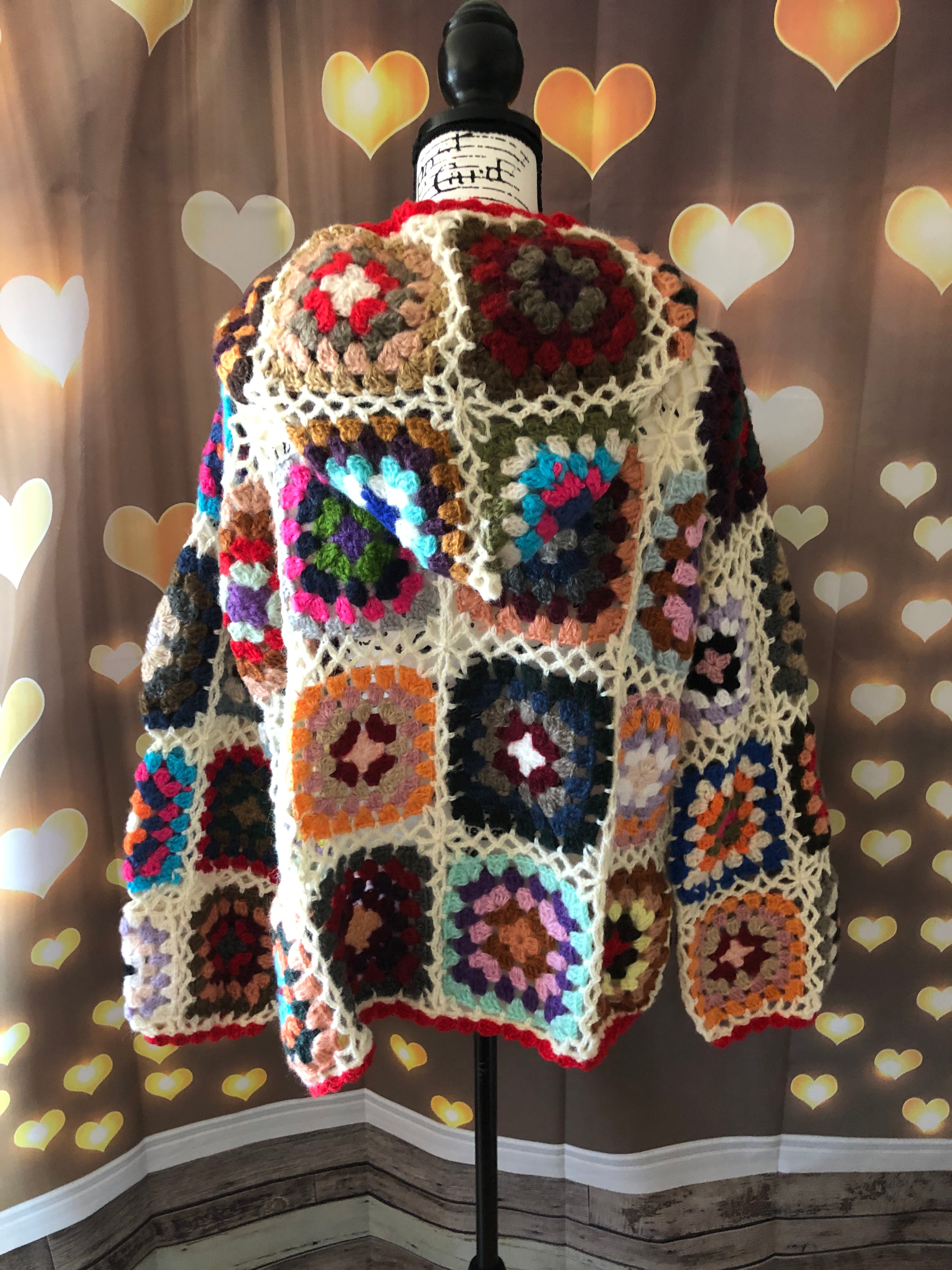 Rainbow Hope Crochet Hoodie Cardigan