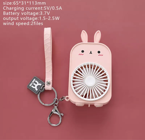 Mini Rabbit Dinosaur Fan Keychain