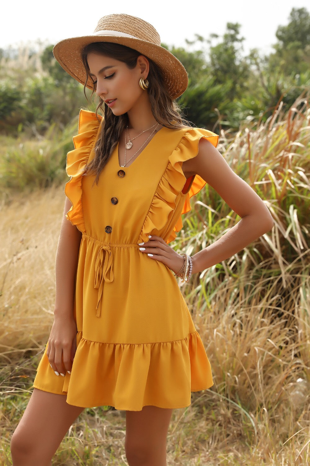 Sunflower Ruffle Dress