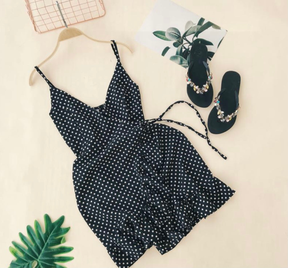 Polka Dot Black Wave Dress