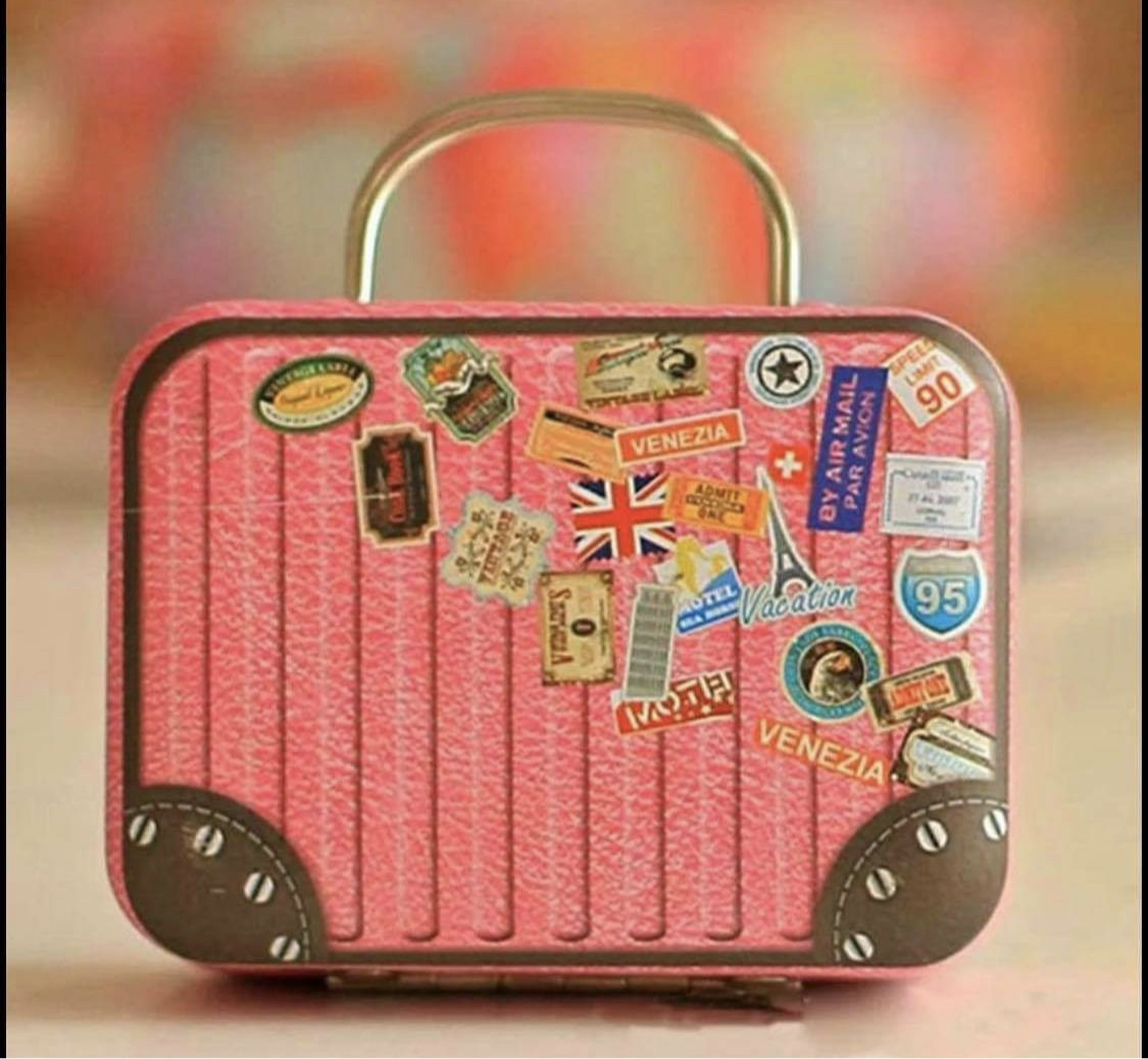 Tin Suitcase Box Mini Coin Wallet Container