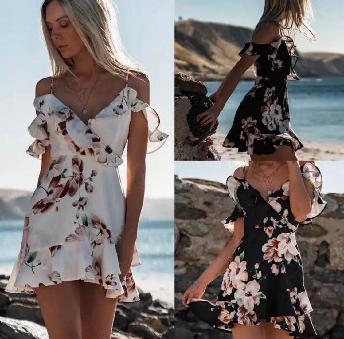 Ruffle flower Waterfall Dress