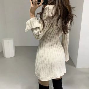 Knit Braid Sweater Cardigan Dress