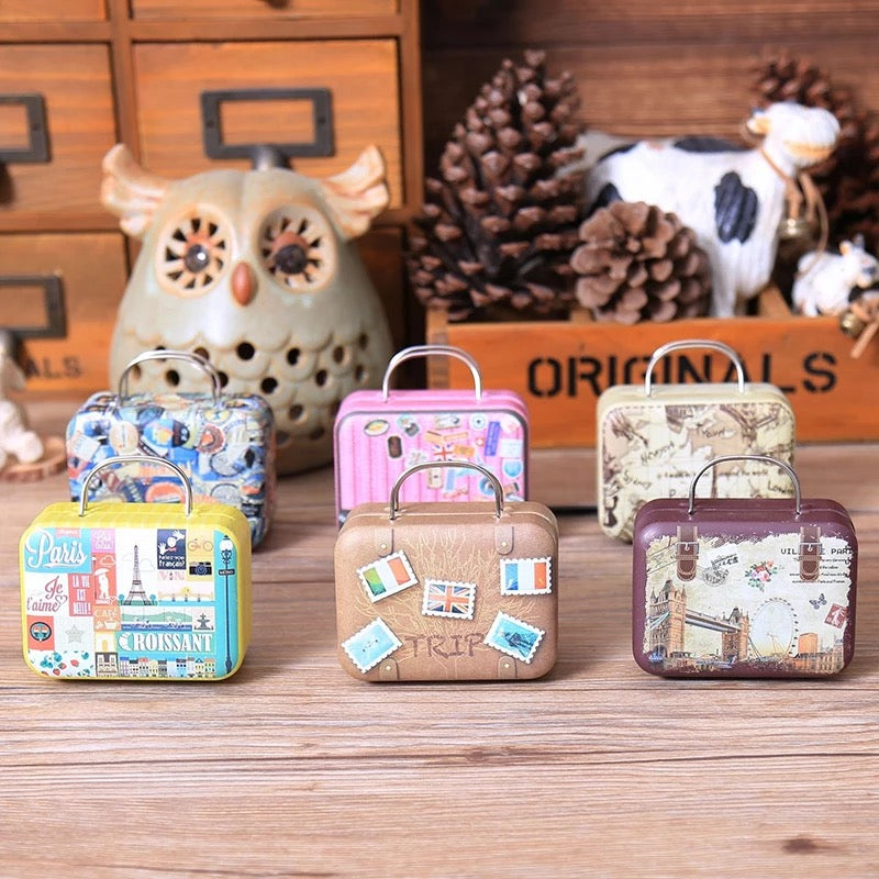 Tin Suitcase Box Mini Coin Wallet Container