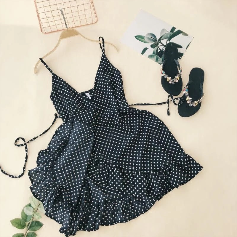 Polka Dot Black Wave Dress