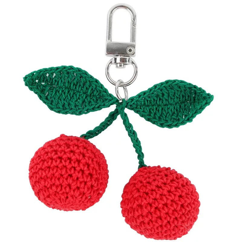 Cherry Crochet Keychain