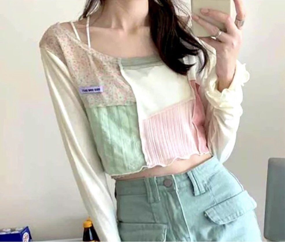 Floral Patchwork Crop Shirt