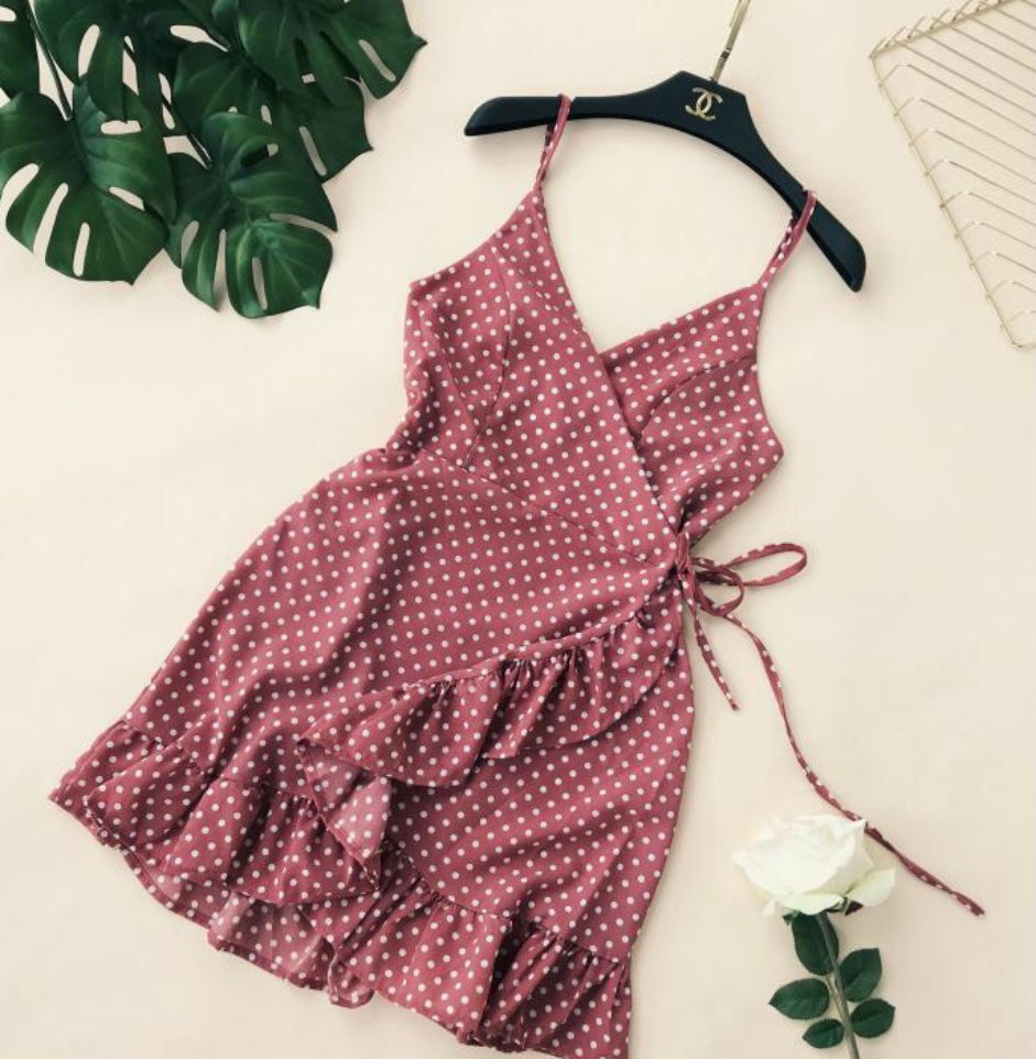 Polka Dot Blush Lavender Wave Dress