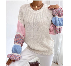 Rainbow Puff Sweater Ruched sleeve