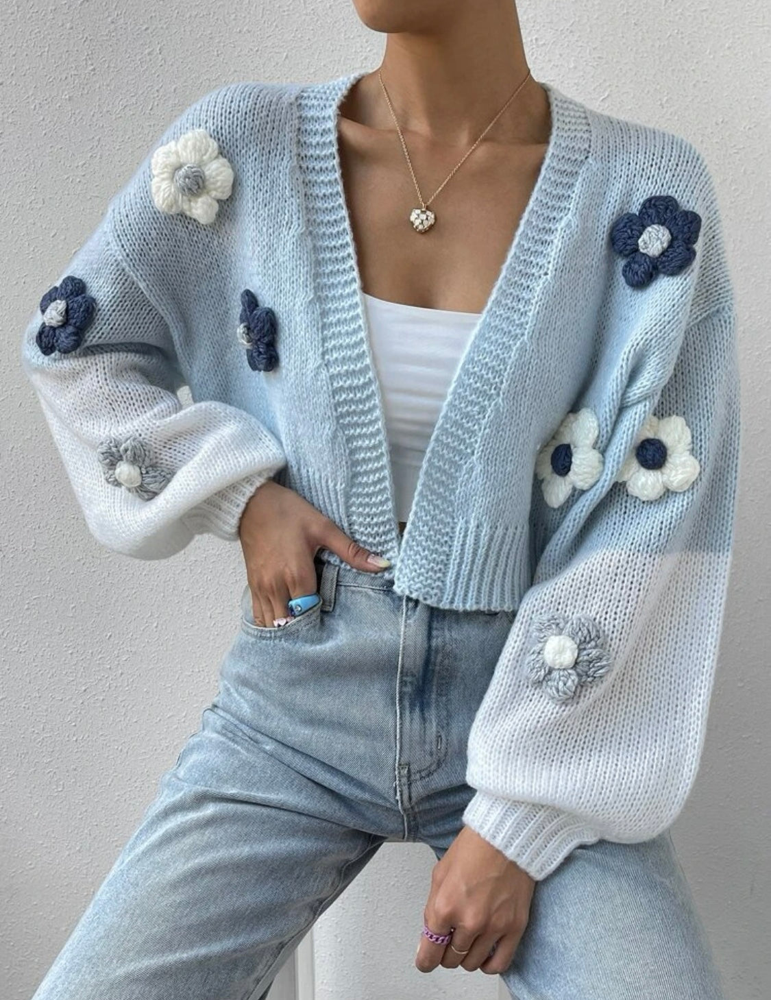 Flower Rain Cardigan Sweater