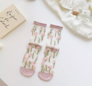 Floral Mesh Socks