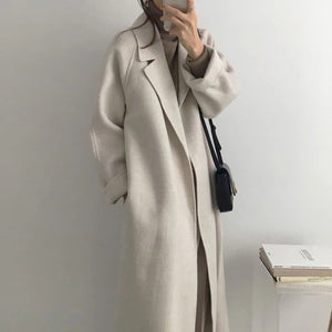 Wool Heather Gray Belted Coat