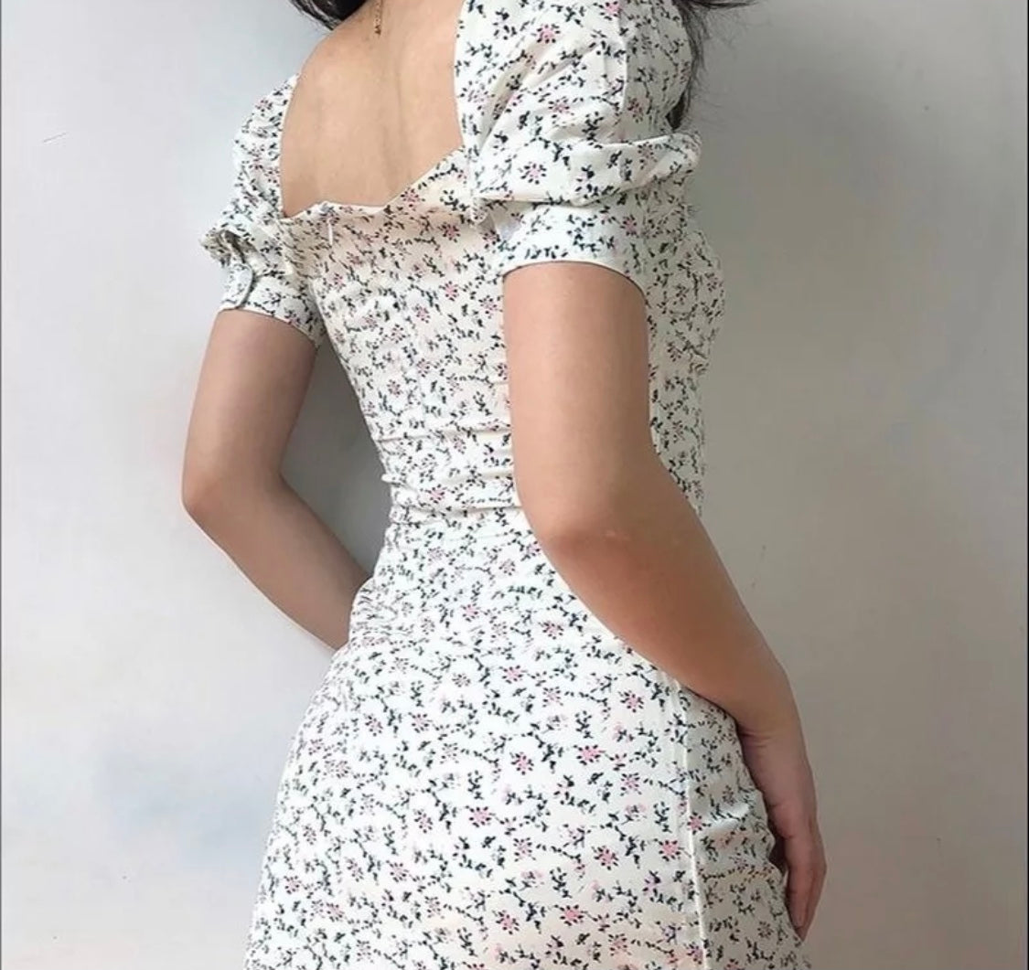 sinora - short-sleeve floral mini sheath dress Sinora - Spaghetti Strap Floral Print Mini A-Line Dress