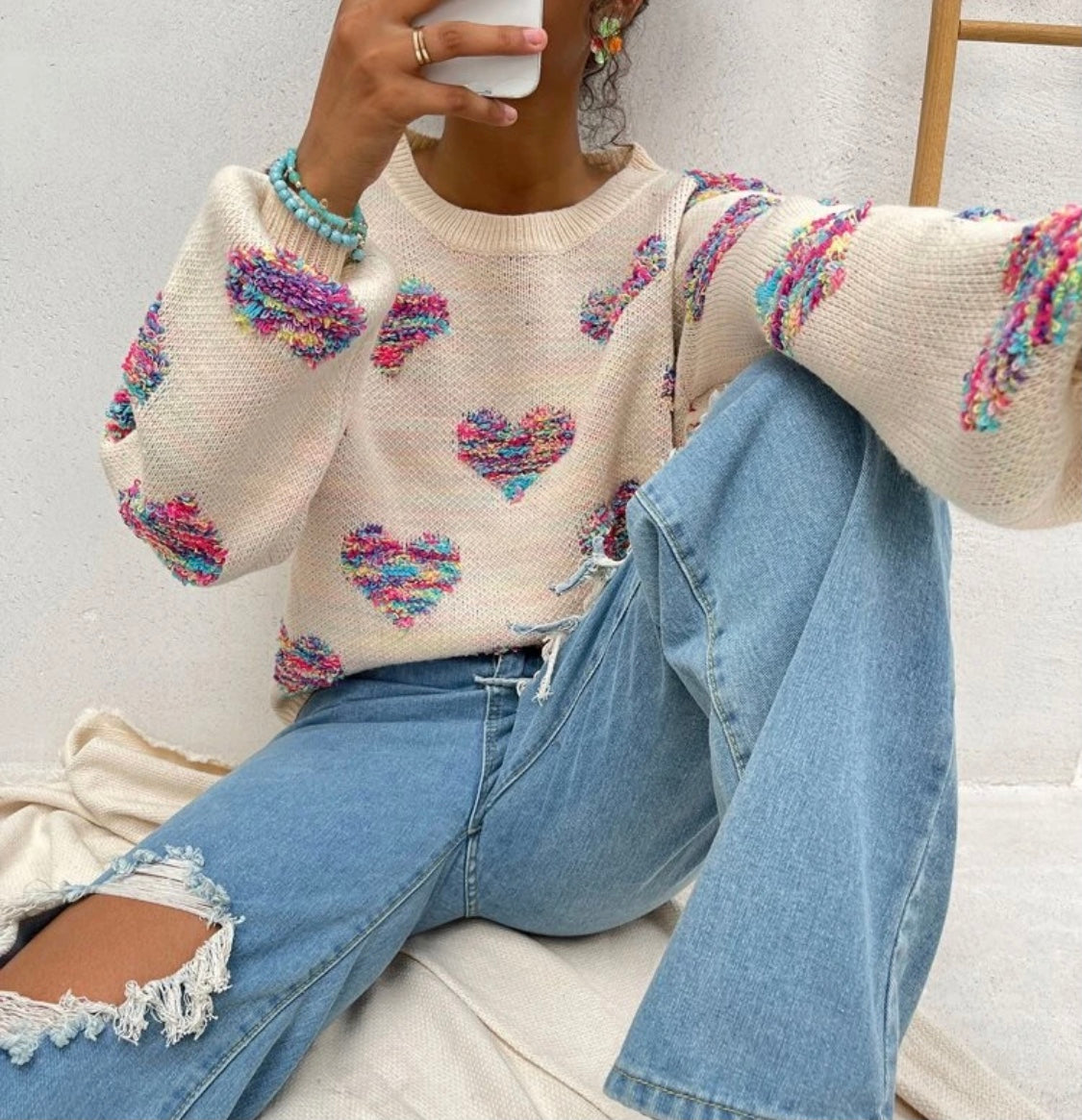 Over The Rainbow Heart Sweater