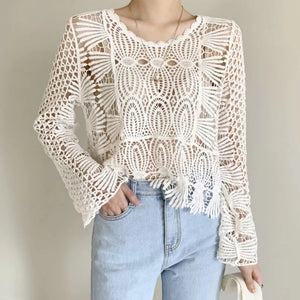 crochet lace top womens shirt clothing