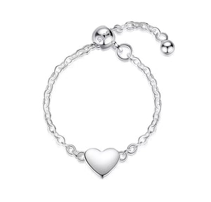 Heart Chain Ring 925 Silver