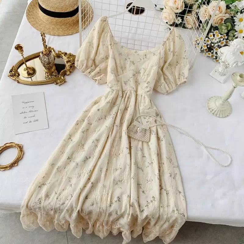 Meadows Ivory Lace Puff Dress